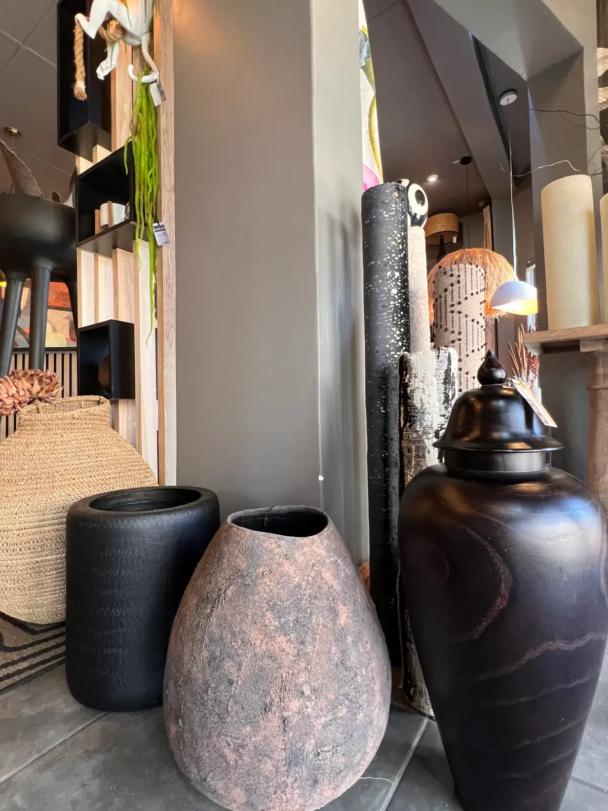 Vases: Decorative vases and vessels used as finishing pieces for shelves, tables and room settings.